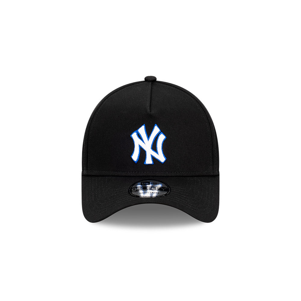 New York Yankees Hat - Black Royal Blue White 9Forty A-Frame MLB Snapback Cap - New Era